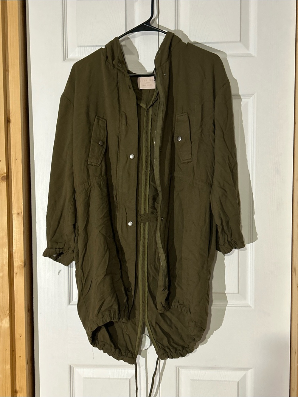 Love Tree Olive Green Hooded Anorak Jacket